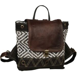 Brown and Black Geometric Pattern Backpack